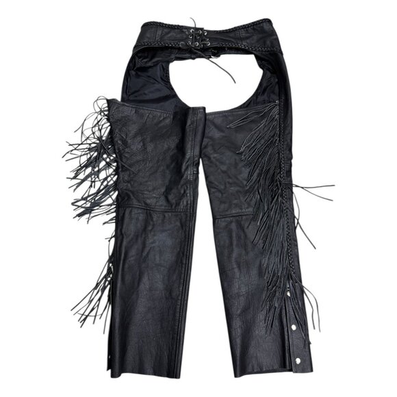 HOT LEATHERS Vintage Retro Leather FRINGE Motorcycle Biker Pants Mens Large - Picture 4 of 6